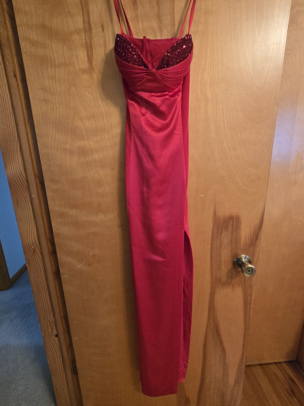 Source Unknown Red Sequin Bust Maxi Dress